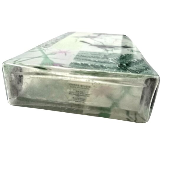 Green Glass Vase Botanical & Bird-Themed Rectangular Box Shape JE352 - Picture 10 of 10